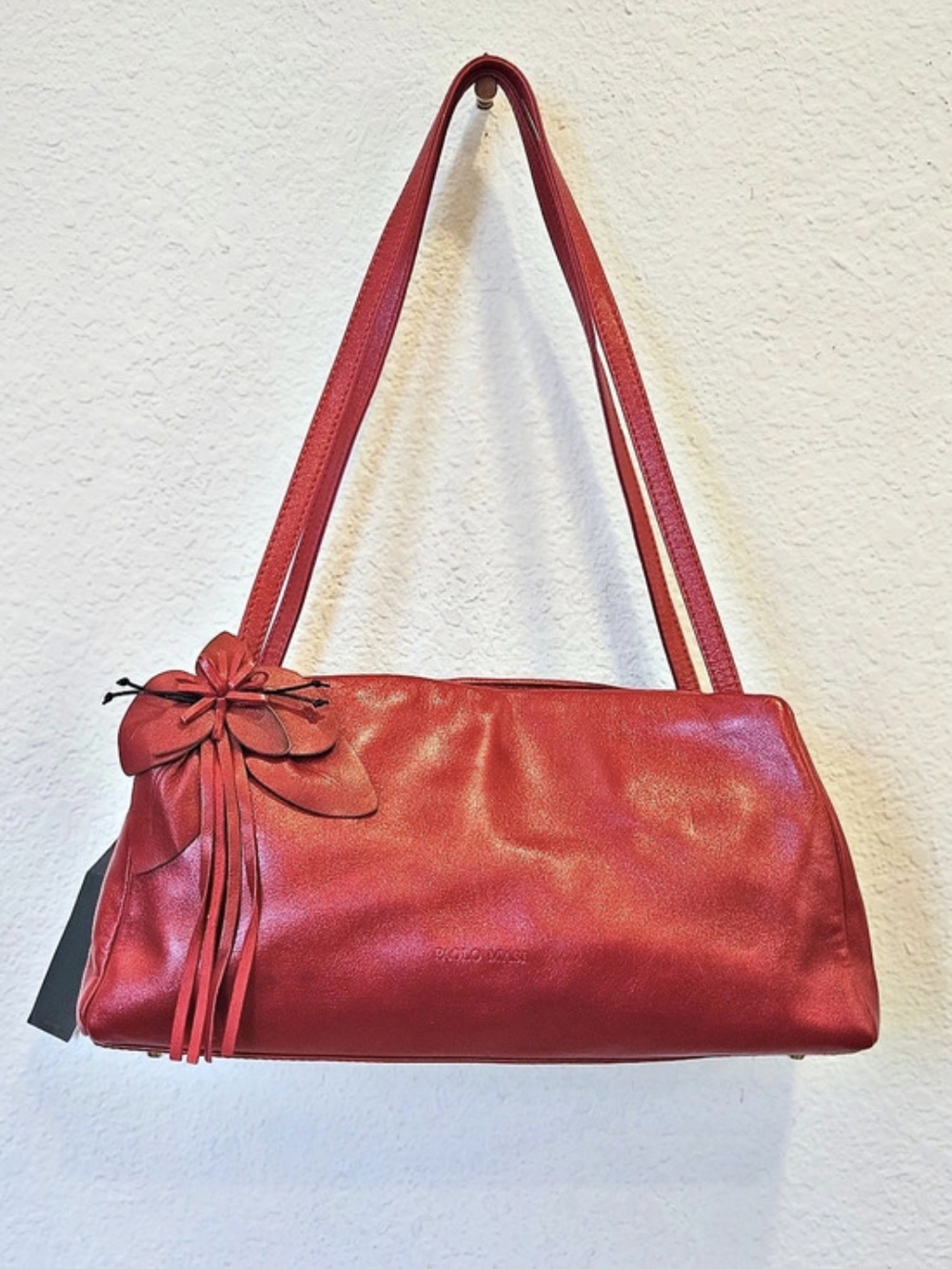 NWT Paolo Masi Firenze Italian Red Leather Orchid Bag